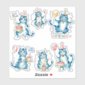 Katten Happy Birthday Sticker (Vel)