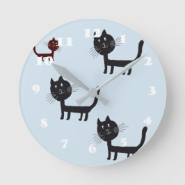 Katten Happy Black Kittens Tekingwandklok Ronde Klok