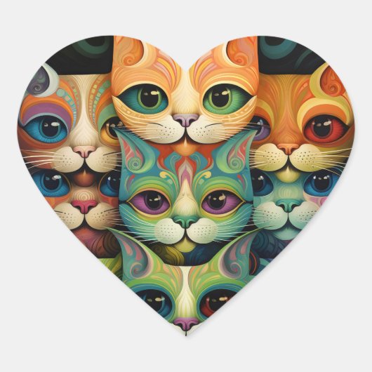 Katten Hart Sticker (Voorkant)