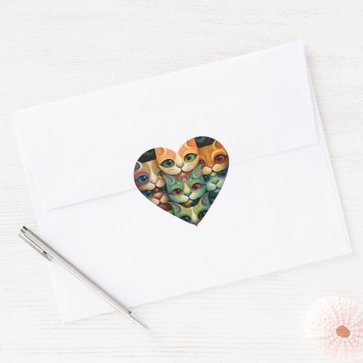 Katten Hart Sticker (Envelop)