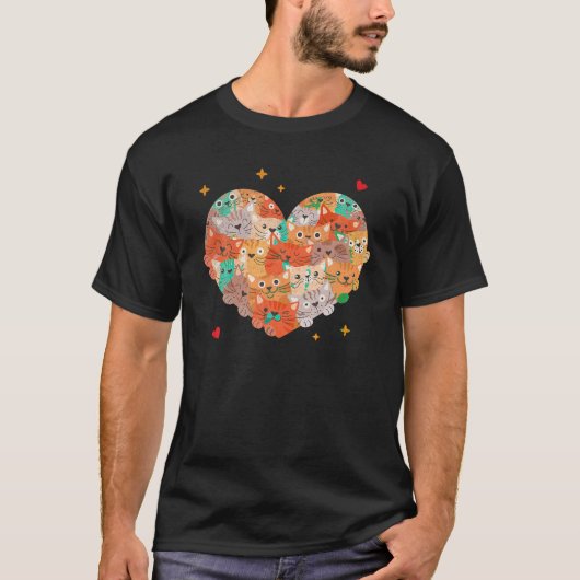 Katten Hart Vorm Kat Liefhebber Kitten Harten Vale T-shirt (Voorkant)