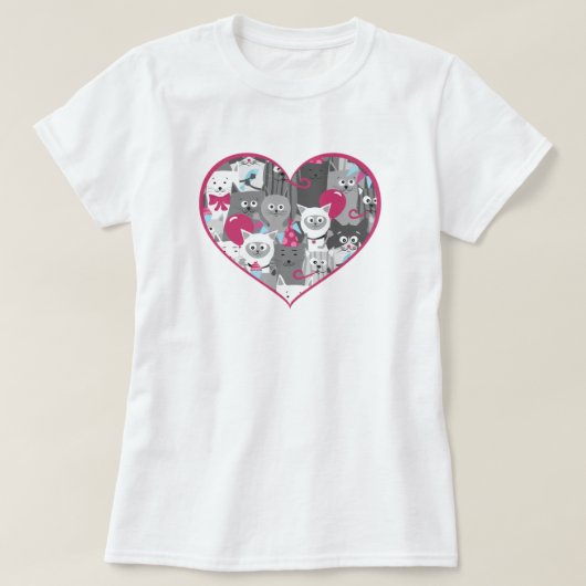 Katten Heart Love T-Shirt (Design voorkant)