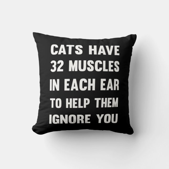 Katten hebben 32 spieren per oor...| Funny Cats Kussen (Voorkant)