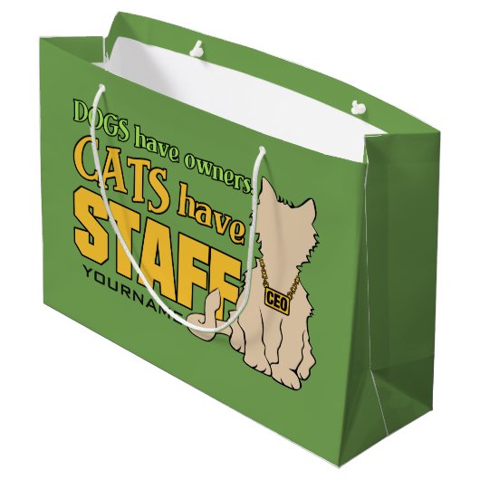 KATTEN HEBBEN aangepaste cadeautassen VOOR PERSONE Groot Cadeauzakje (Achterkant Gekanteld)