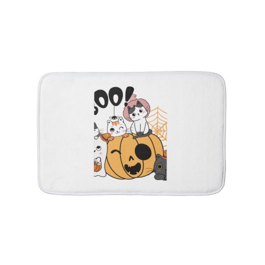 Katten hebben plezier op Halloween Sticker Badmat (Voorkant)