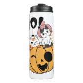 Katten hebben plezier op Halloween Sticker Thermosbeker (Voorkant)