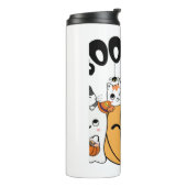 Katten hebben plezier op Halloween Sticker Thermosbeker (Gedraaid links)