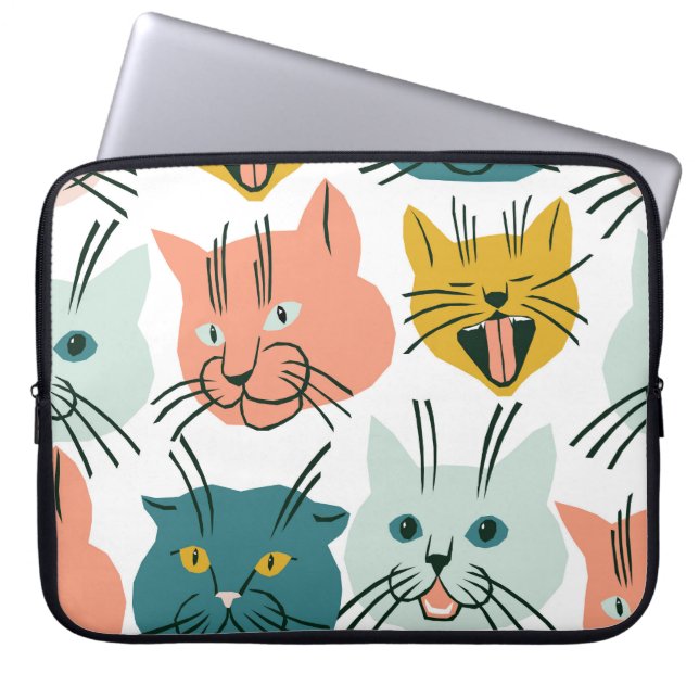 Katten heeft een raar  patroon. laptop sleeve (Voorkant)