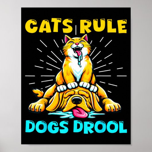 Katten heersen, honden kwijlen Kat Moeder Hond Vad Poster (Voorkant)