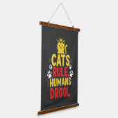 Katten heersen, Mensen kwijlen Hangend Wandkleed (Gebogen)
