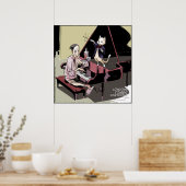 Katten heersen over alles, zelfs de pianoposter poster (Keuken)