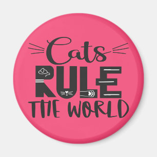 Katten heersen over de wereld trendy lettering sno magneet