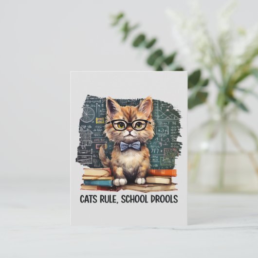 Katten heersen, school drollen briefkaart (Staand voorkant)