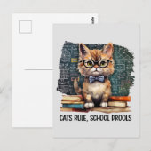 Katten heersen, school drollen briefkaart (Voorkant / Achterkant)