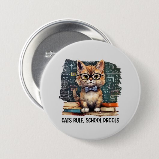 Katten heersen, school drollen ronde button 7,6 cm (Voorkant /achterkant)