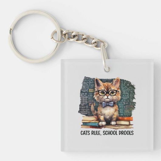 Katten heersen, school drollen sleutelhanger (Voorkant)