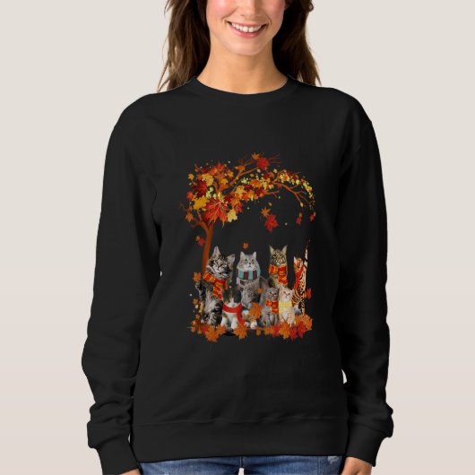 Katten Herfst Autumn Leaf Thanksgiving Cat Trui (Voorkant)