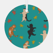 Katten, herfst gebladerte, schattig patroon glas ornament (Achterkant)