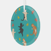 Katten, herfst gebladerte, schattig patroon glas ornament (Voorkant links)