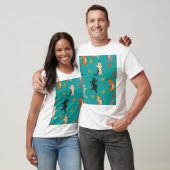 Katten, herfst gebladerte, schattig patroon t-shirt (Unisex)
