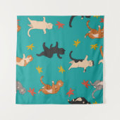 Katten, herfst gebladerte, schattig patroon wandkleed (Voorkant (horizontaal))