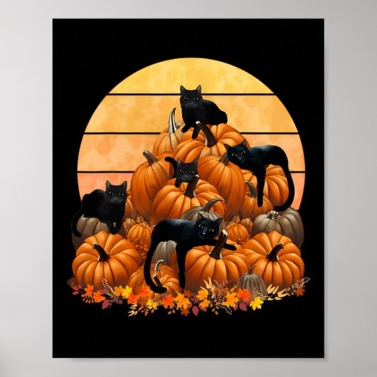 Katten Herfst Herfst Pompoenen Thanksgiving Matchi Poster (Voorkant)