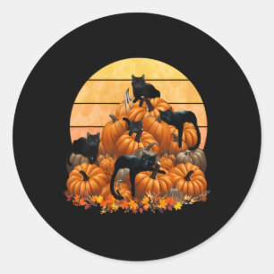 Katten Herfst Herfst Pompoenen Thanksgiving Matchi Ronde Sticker