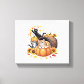 Katten Herfst Herfst Pompoenen Thanksgiving Zonneb Canvas Afdruk (Voorkant)