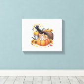 Katten Herfst Herfst Pompoenen Thanksgiving Zonneb Canvas Afdruk (Insitu (Houten vloer))