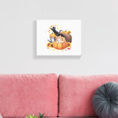 Katten Herfst Herfst Pompoenen Thanksgiving Zonneb Canvas Afdruk (Insitu (Woonkamer))