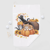 Katten Herfst Herfst Pompoenen Thanksgiving Zonneb Golfhanddoek (Insitu)
