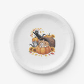 Katten Herfst Herfst Pompoenen Thanksgiving Zonneb Papieren Bordje (Voorkant)