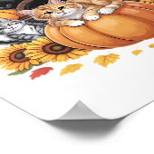 Katten Herfst Herfst Pompoenen Thanksgiving Zonneb Poster (Hoek)