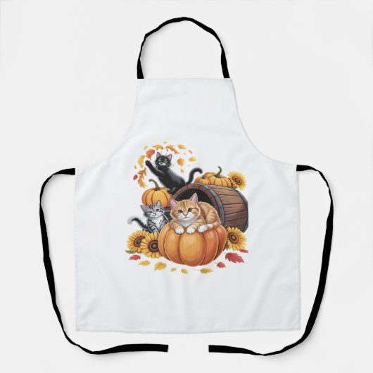Katten Herfst Herfst Pompoenen Thanksgiving Zonneb Schort (Voorkant)