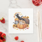 Katten Herfst Herfst Pompoenen Thanksgiving Zonneb Servet (Insitu)