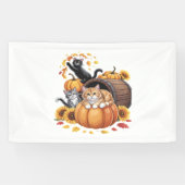 Katten Herfst Herfst Pompoenen Thanksgiving Zonneb Spandoek (Horizontaal)