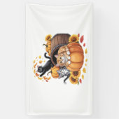 Katten Herfst Herfst Pompoenen Thanksgiving Zonneb Spandoek (Verticaal)
