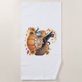 Katten Herfst Herfst Pompoenen Thanksgiving Zonneb Strandlaken (Voorkant)