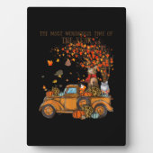 Katten Herfst Pompoen-volle Truck Herfstboom Blade Fotoplaat (voorkant)