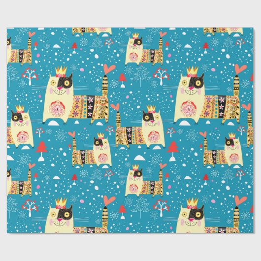 Katten, Hippie, Bohemiaanse en vrije gedistilleerd Cadeaupapier (Vlak)