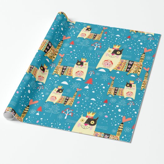 Katten, Hippie, Bohemiaanse en vrije gedistilleerd Cadeaupapier (Uitgerold)