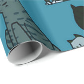 Katten hoek kattenpatroon Blauwgroen inpakpapier (Rol Hoek)