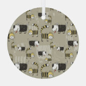 Katten & Honden: Grappige naadloze textuur Glas Ornament (Achterkant)