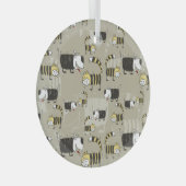 Katten & Honden: Grappige naadloze textuur Glas Ornament (Voorkant Rechts)