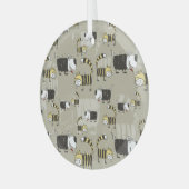 Katten & Honden: Grappige naadloze textuur Glas Ornament (Voorkant links)