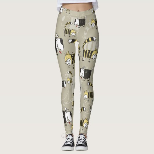 Katten & Honden: Grappige naadloze textuur Leggings (Voorkant)