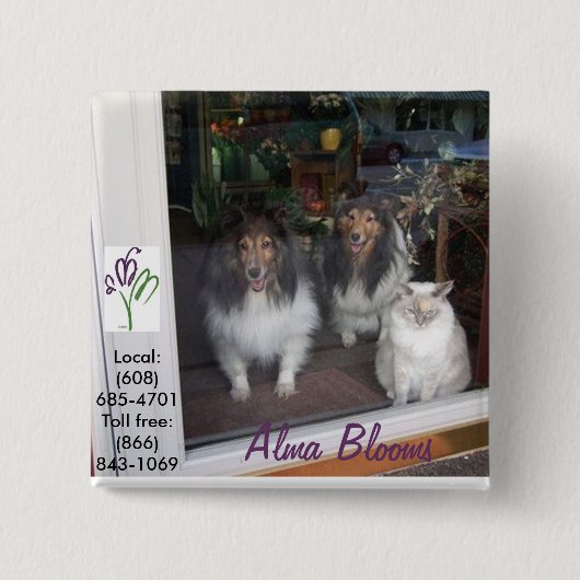 Katten & Honden Vierkante Button 5,1 Cm (Voorkant)