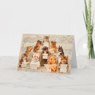 Katten & Honden zingen,  Arthur Thiele Feestdagen Kaart