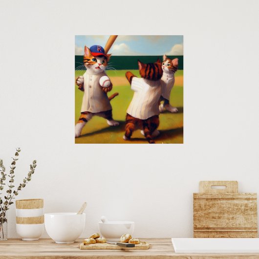 Katten Honkbal Poster (Keuken)