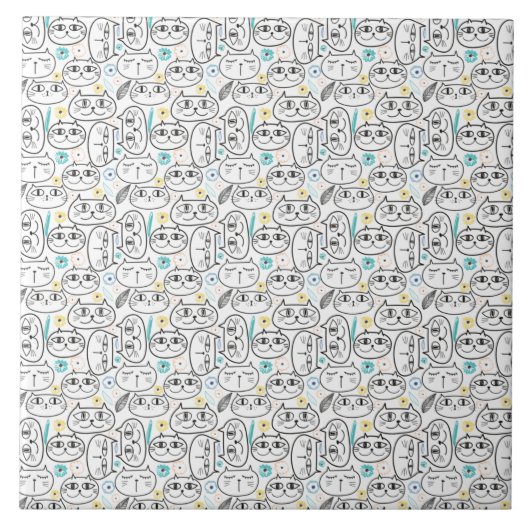 Katten hoofdpatroon Keramische tegel Tegeltje (Voorkant)